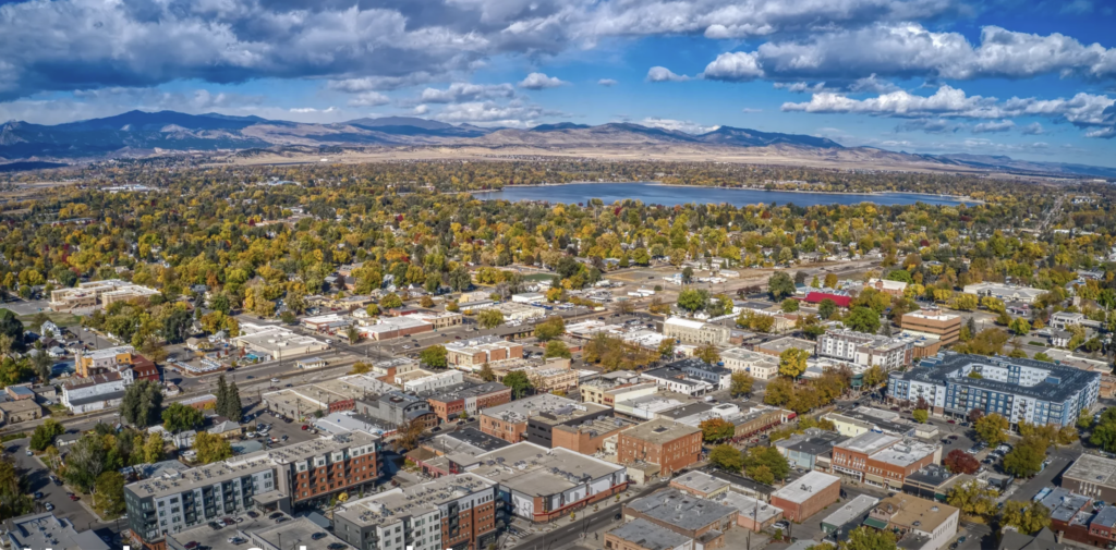 Aerial view of downtown Loveland